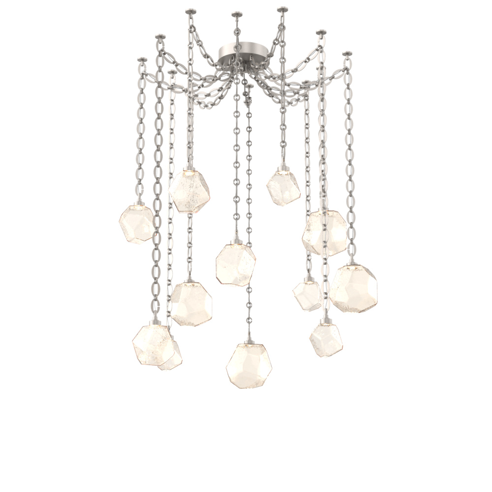 Gem Multi Light Pendant Multi Port Canopy Beige Silver