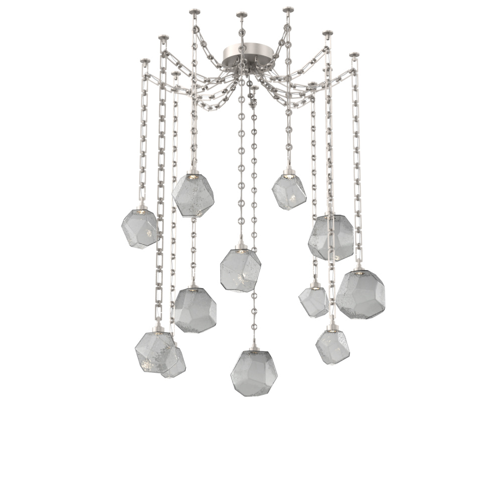 Gem Multi Light Pendant Multi Port Canopy Beige Silver