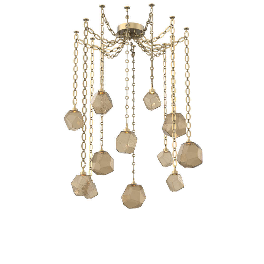 Gem Multi Light Pendant Multi Port Canopy Gilded Brass
