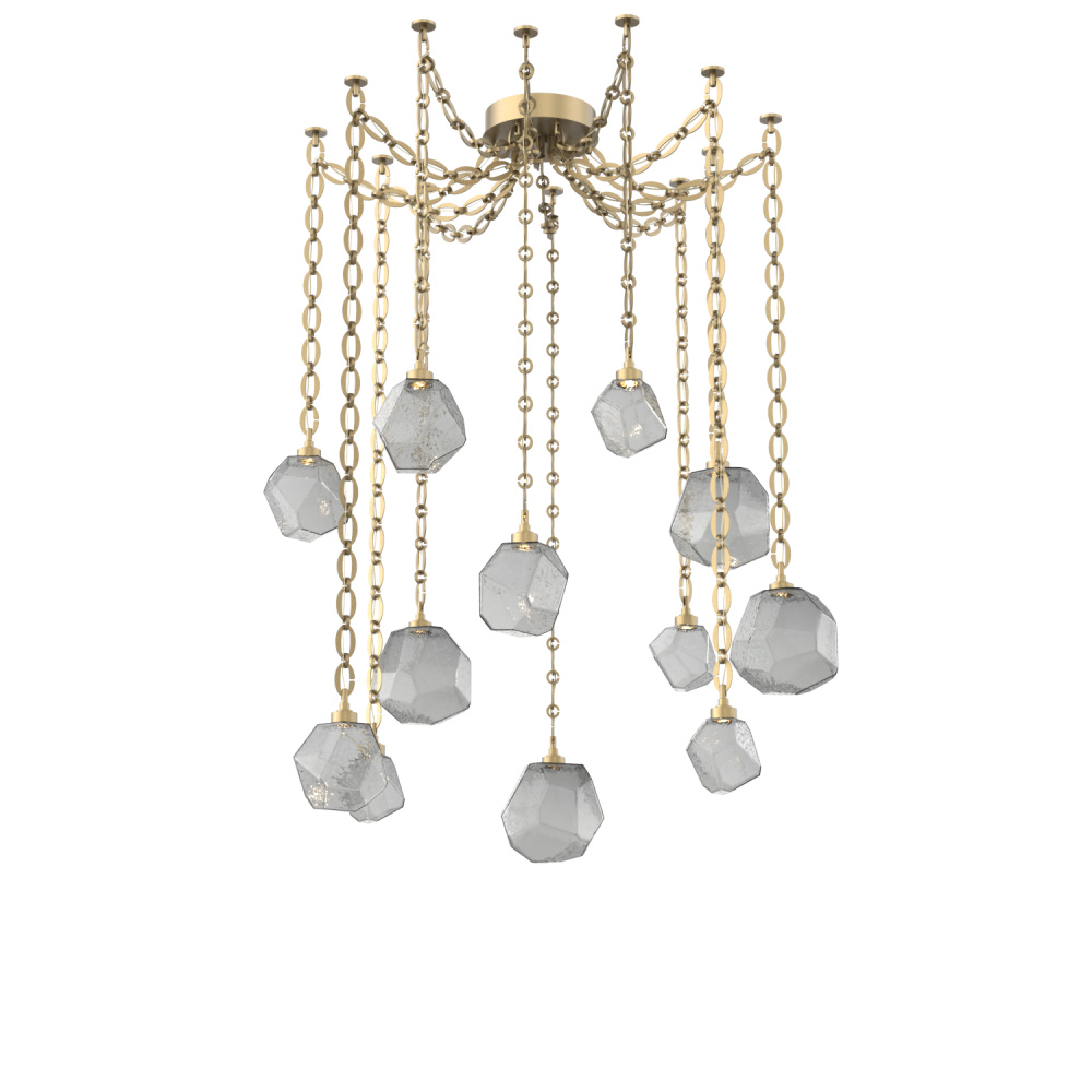 Gem Multi Light Pendant Multi Port Canopy Gilded Brass
