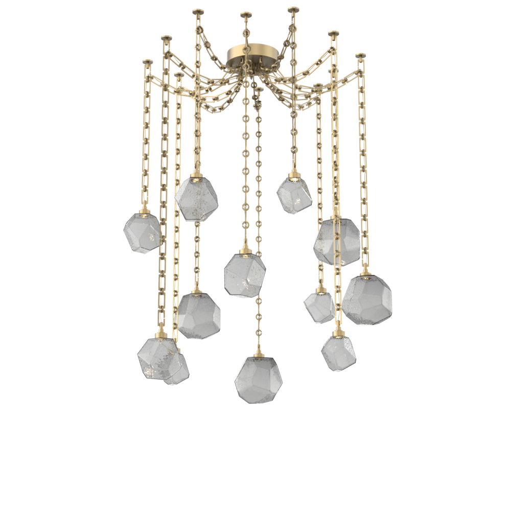 Gem Multi Light Pendant Multi Port Canopy Gilded Brass
