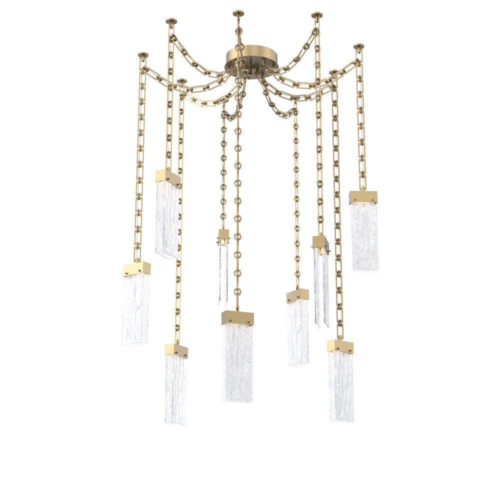 Parallel Multi Light Pendant Multi Port Canopy Gilded Brass