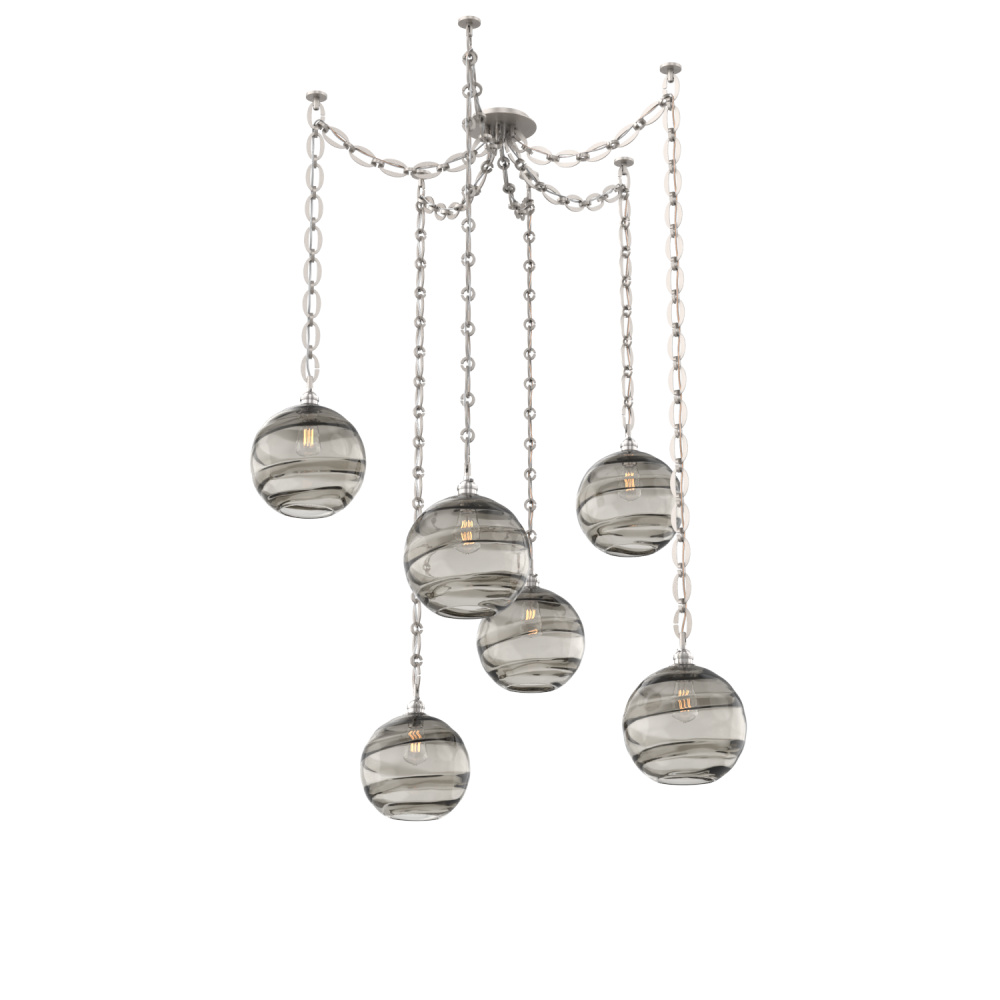 Terra Multi Light Pendant Multi Port Canopy Beige Silver