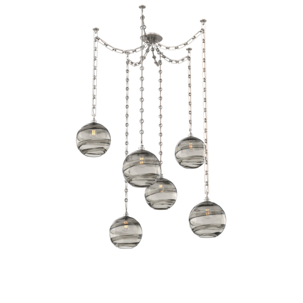 Terra Multi Light Pendant Multi Port Canopy Beige Silver