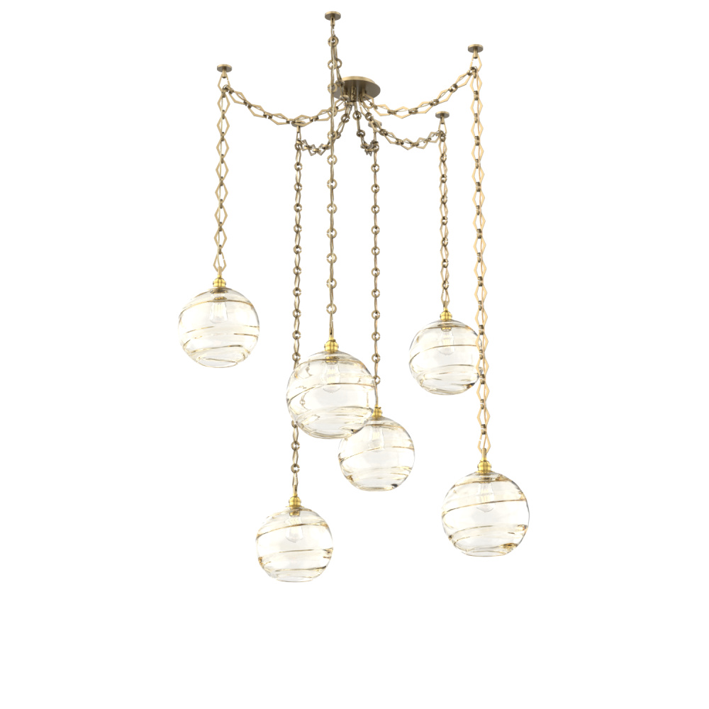 Terra Multi Light Pendant Multi Port Canopy Gilded Brass