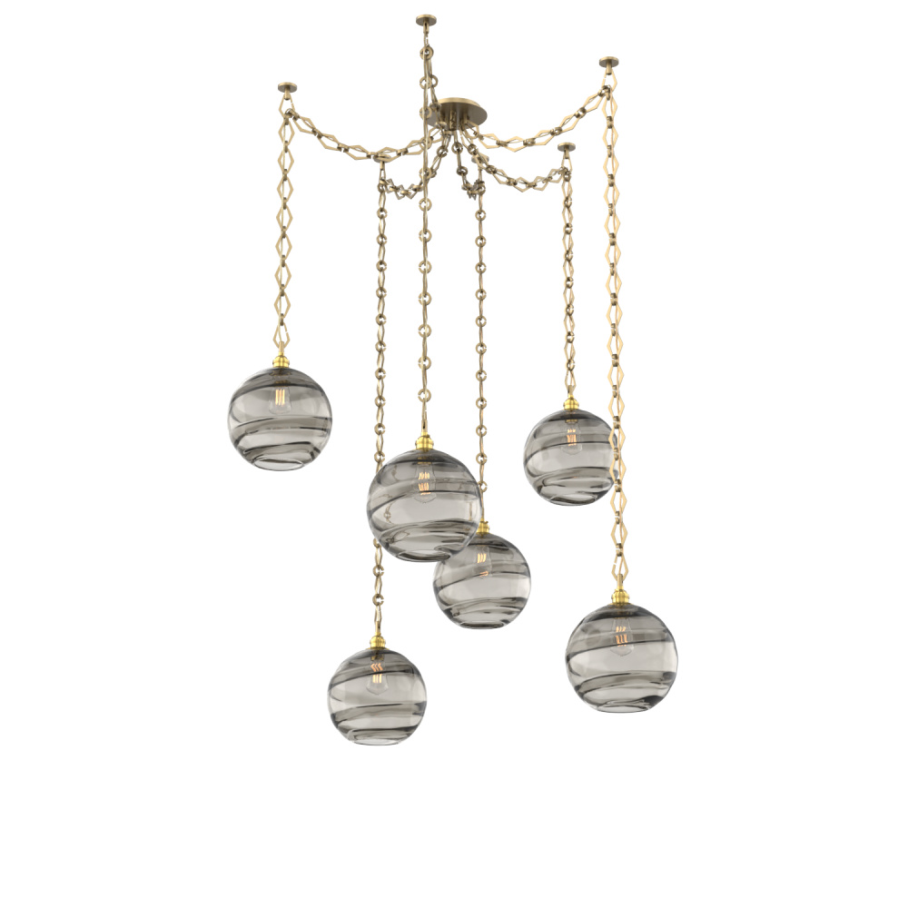 Terra Multi Light Pendant Multi Port Canopy Gilded Brass