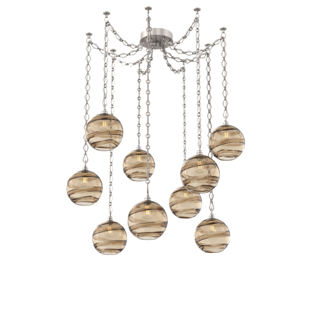 Terra Multi Light Pendant Multi Port Canopy Beige Silver