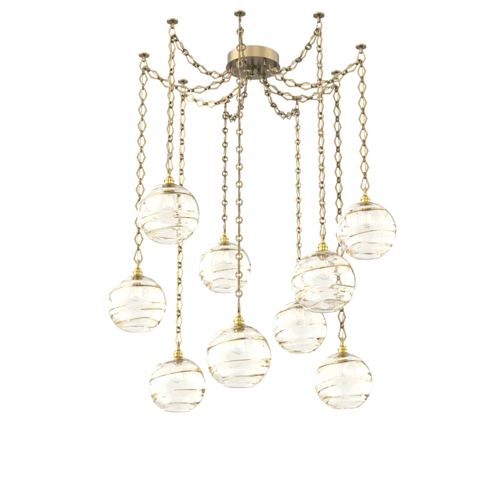 Terra Multi Light Pendant Multi Port Canopy Gilded Brass