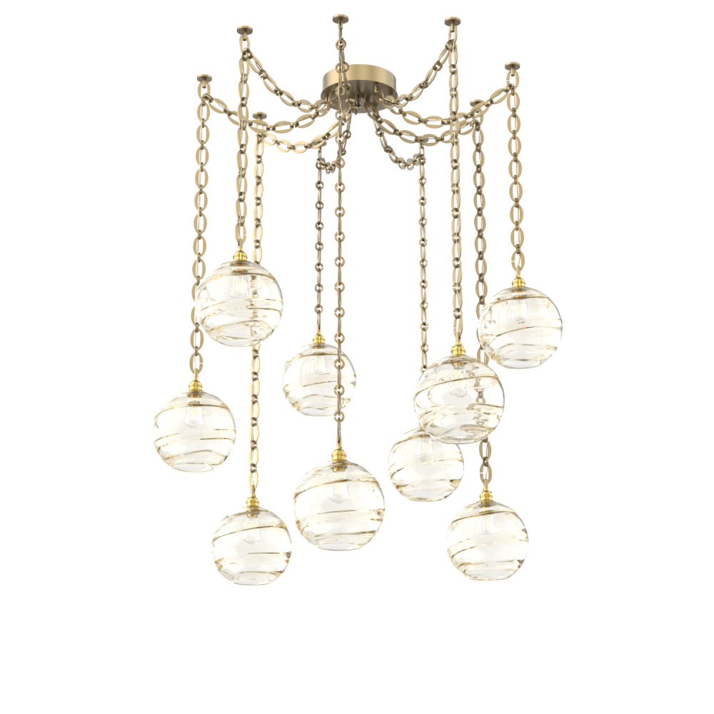 Terra Multi Light Pendant Multi Port Canopy Gilded Brass
