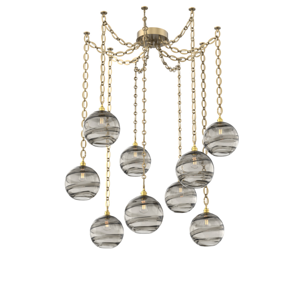 Terra Multi Light Pendant Multi Port Canopy Gilded Brass