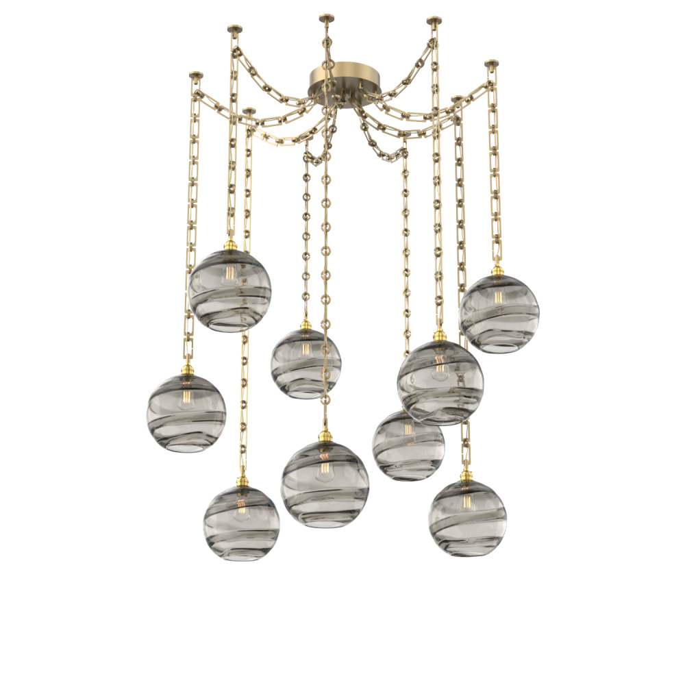 Terra Multi Light Pendant Multi Port Canopy Gilded Brass