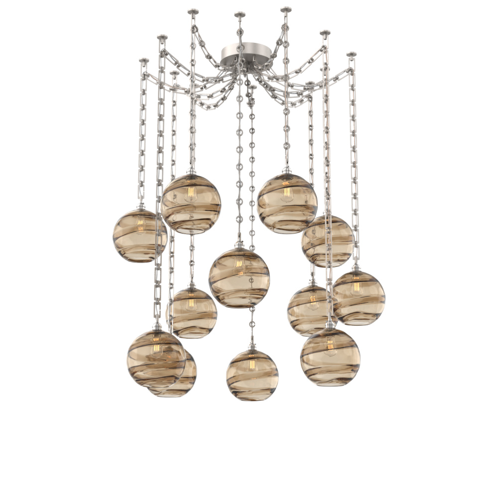 Terra Multi Light Pendant Multi Port Canopy Beige Silver