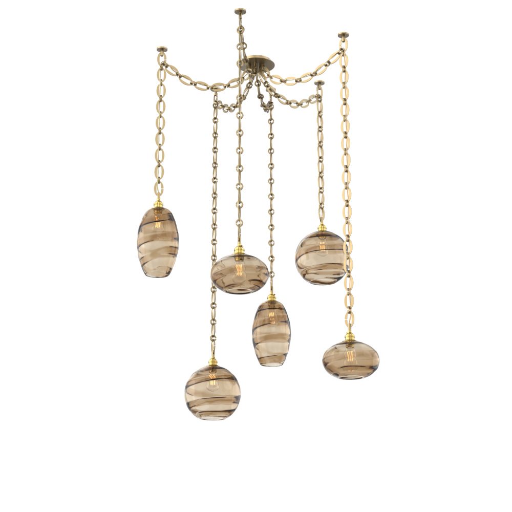 Misto Multi Light Pendant Multi Port Canopy Gilded Brass