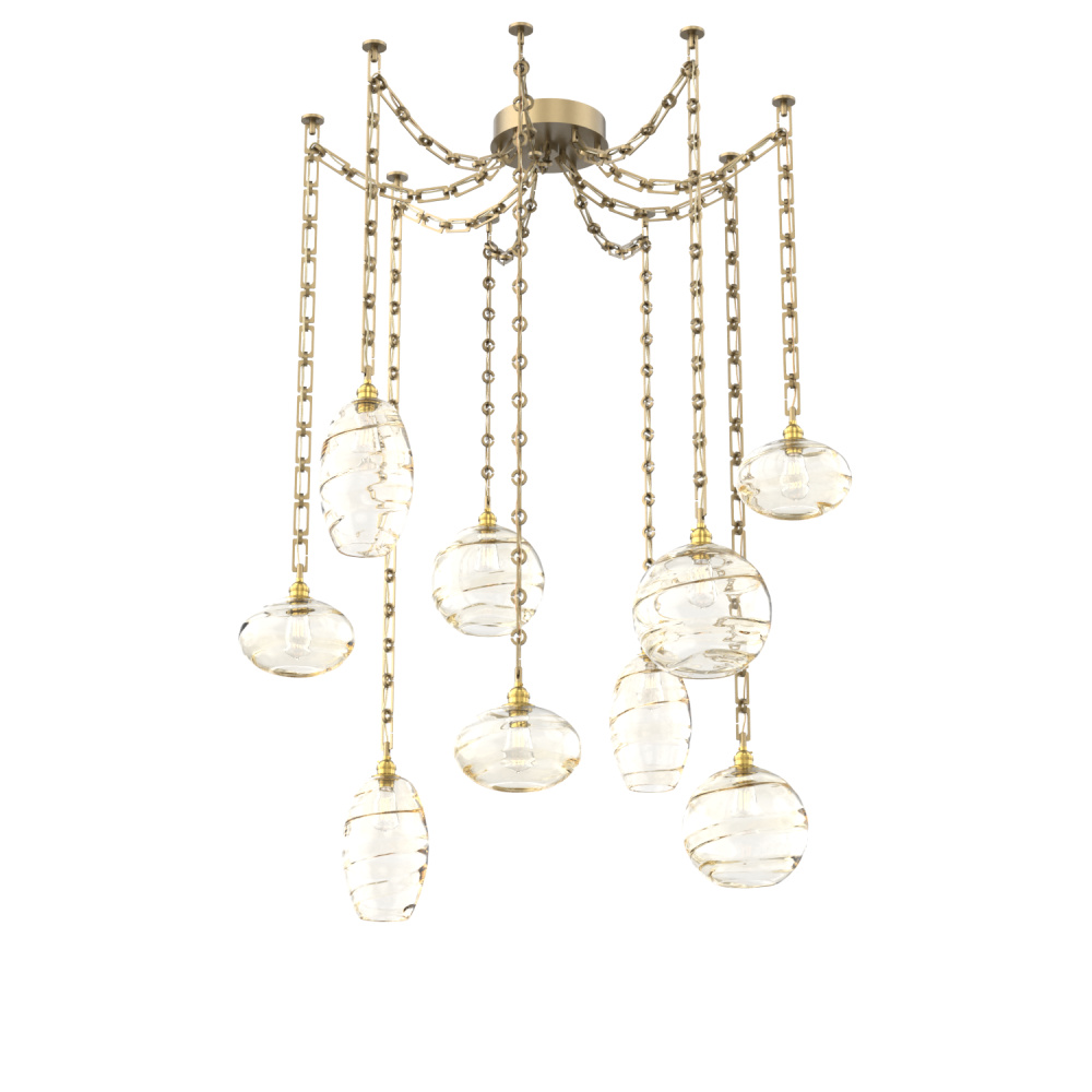 Misto Multi Light Pendant Multi Port Canopy Gilded Brass