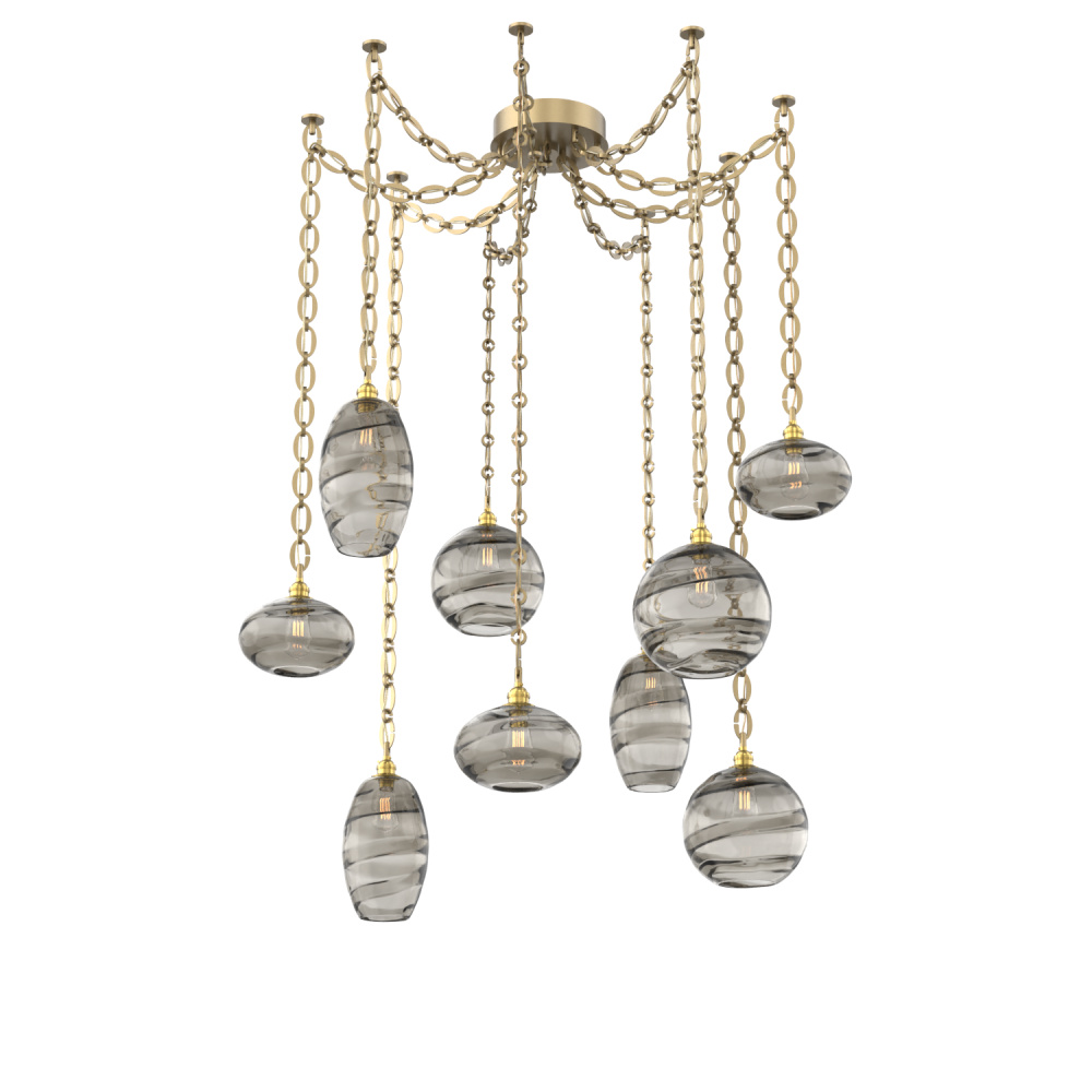 Misto Multi Light Pendant Multi Port Canopy Gilded Brass