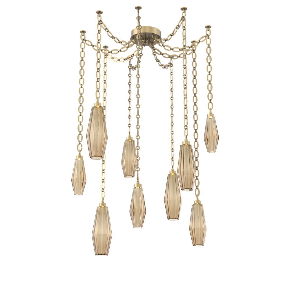 Aalto Multi Light Pendant Multi Port Canopy Gilded Brass