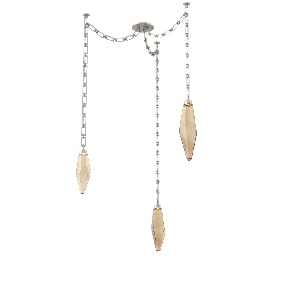 Rock Crystal Multi Light Pendant Multi Port Canopy Beige Silver