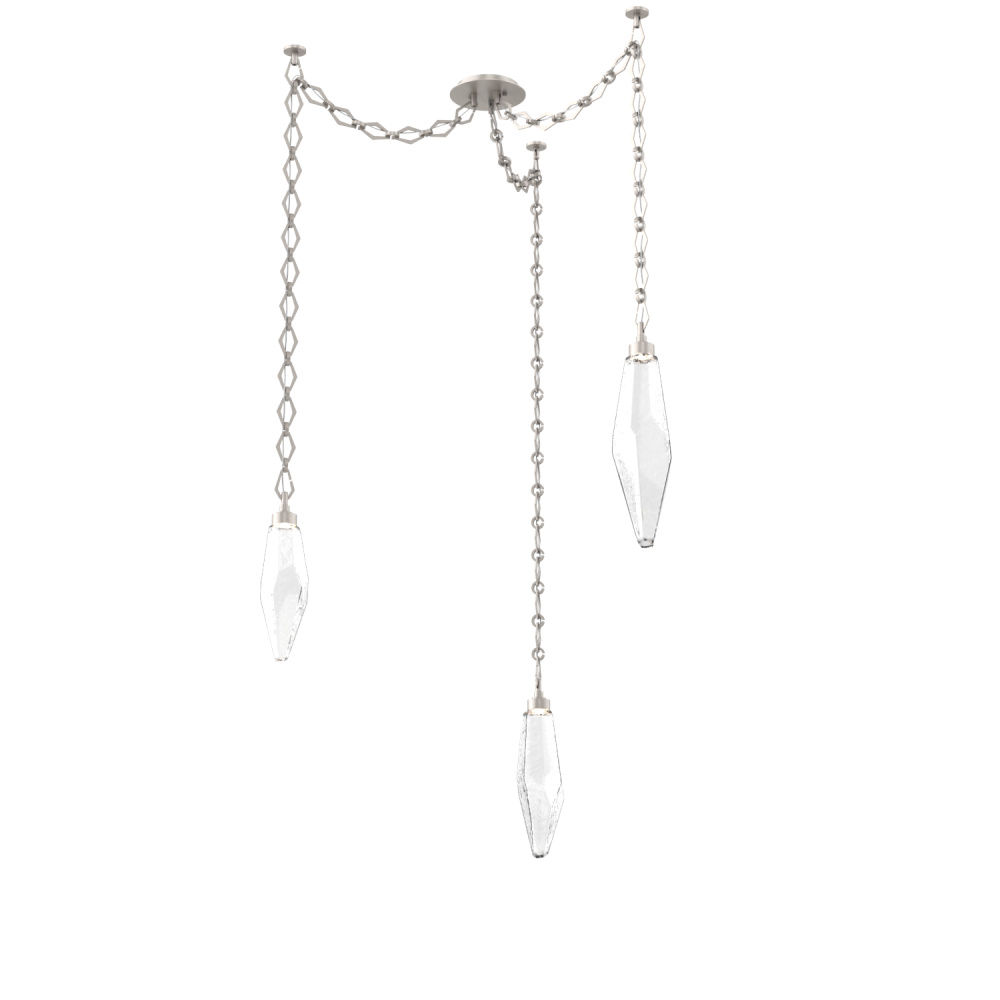 Rock Crystal Multi Light Pendant Multi Port Canopy Beige Silver