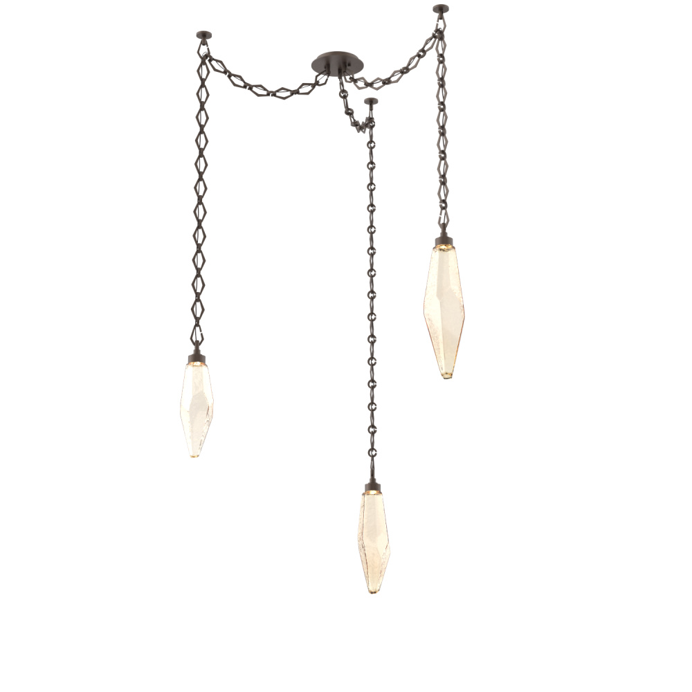 Rock Crystal Multi Light Pendant Multi Port Canopy Flat Bronze