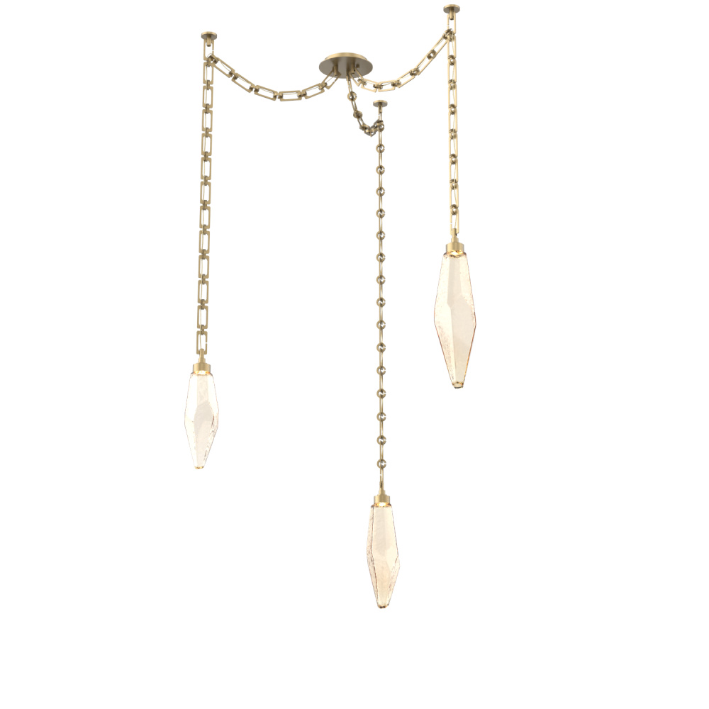 Rock Crystal Multi Light Pendant Multi Port Canopy Gilded Brass