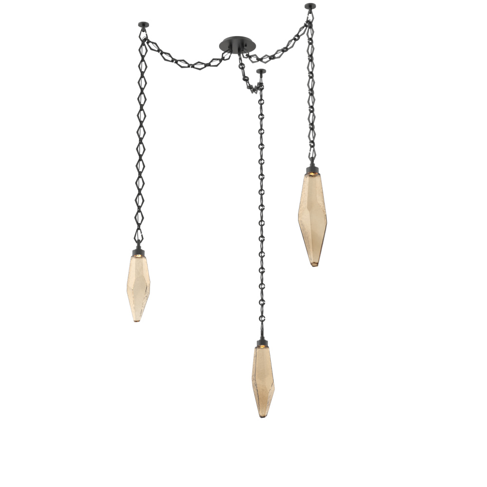 Rock Crystal Multi Light Pendant Multi Port Canopy Matte Black