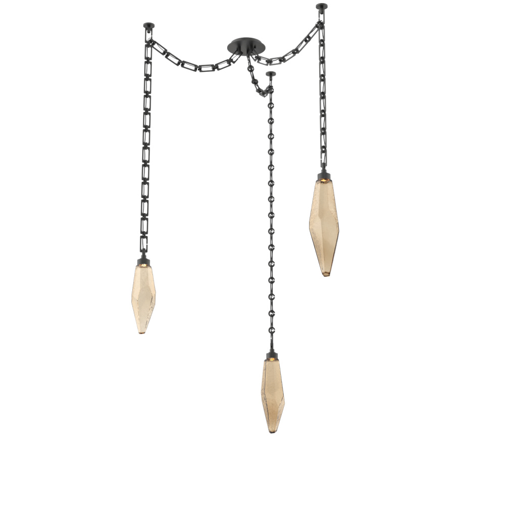 Rock Crystal Multi Light Pendant Multi Port Canopy Matte Black