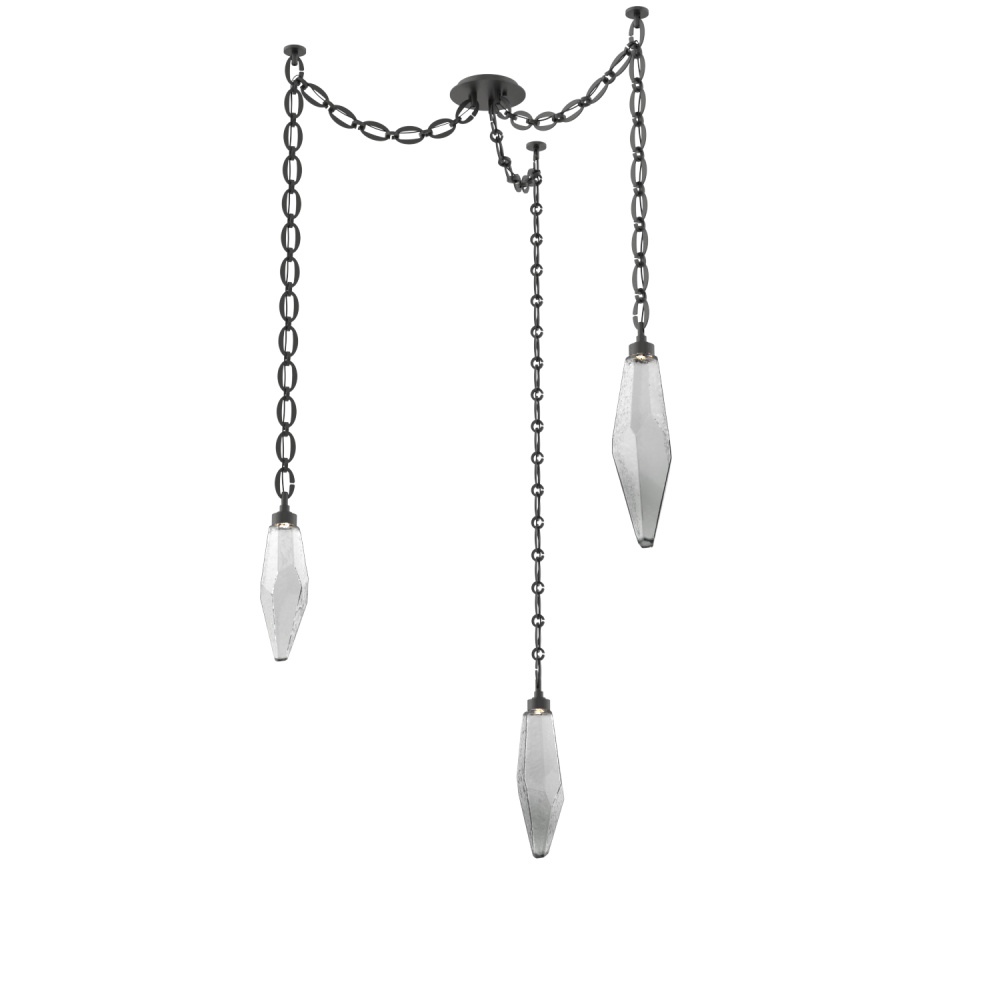 Rock Crystal Multi Light Pendant Multi Port Canopy Matte Black
