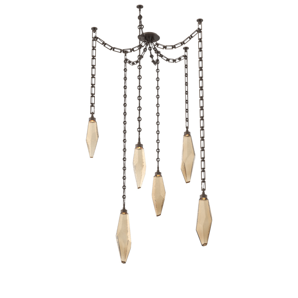 Rock Crystal Multi Light Pendant Multi Port Canopy Flat Bronze