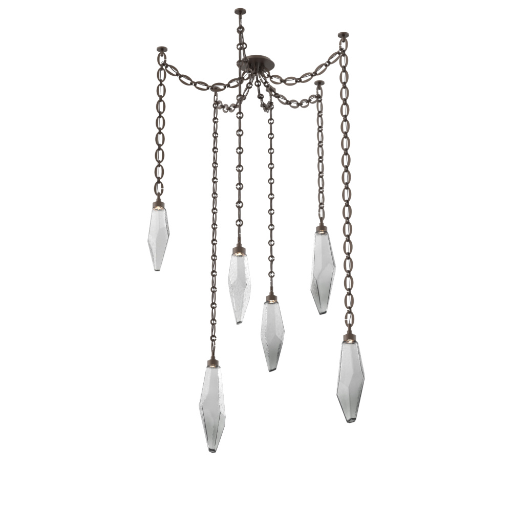Rock Crystal Multi Light Pendant Multi Port Canopy Flat Bronze