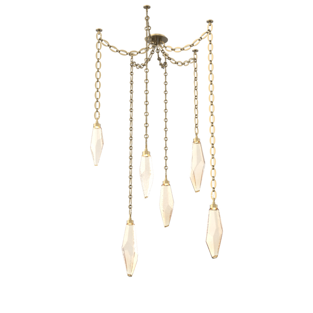 Rock Crystal Multi Light Pendant Multi Port Canopy Gilded Brass