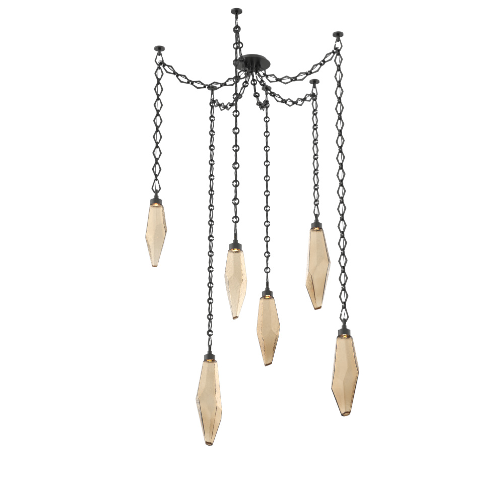 Rock Crystal Multi Light Pendant Multi Port Canopy Matte Black