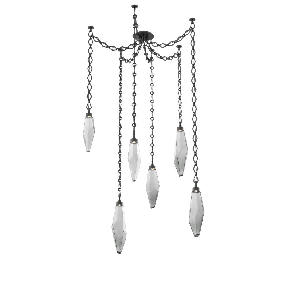 Rock Crystal Multi Light Pendant Multi Port Canopy Matte Black