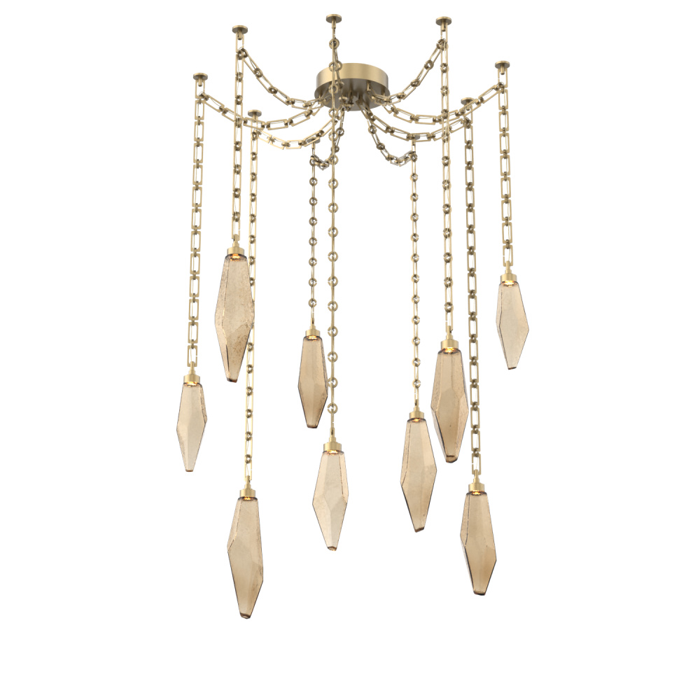 Rock Crystal Multi Light Pendant Multi Port Canopy Gilded Brass