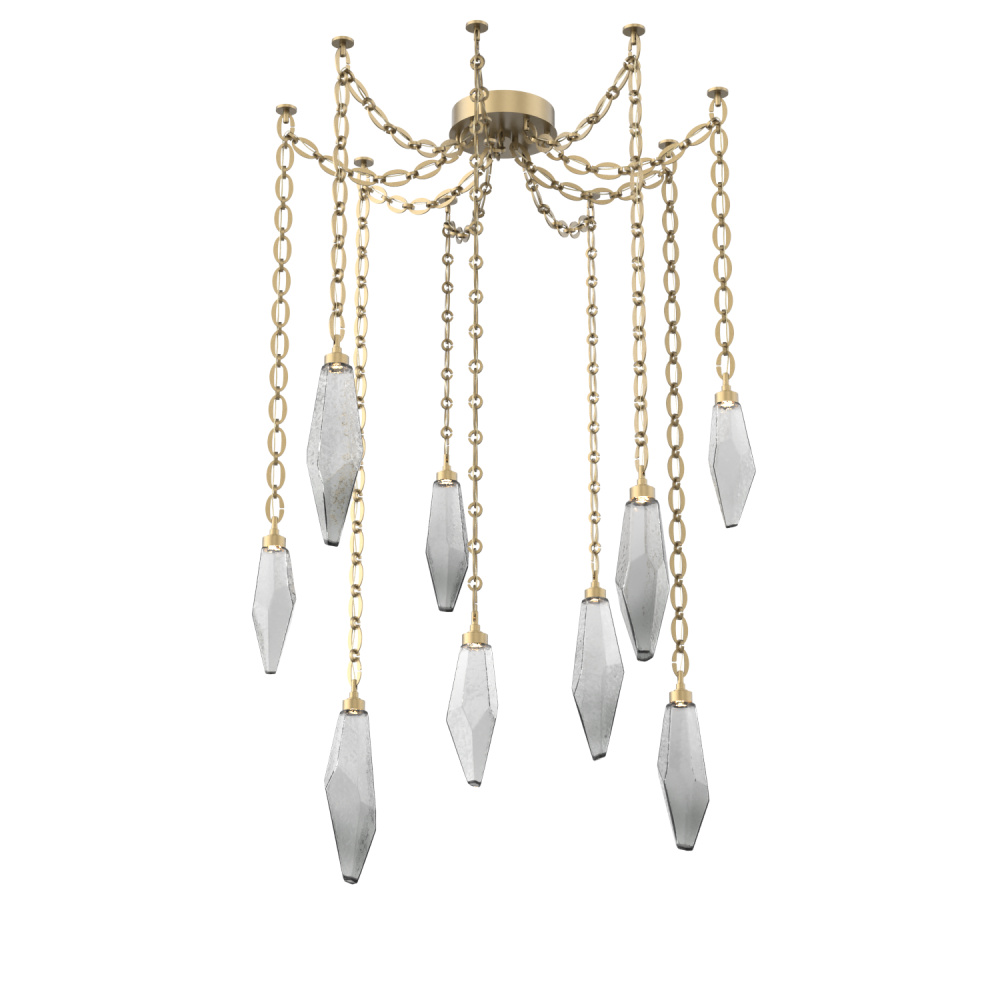 Rock Crystal Multi Light Pendant Multi Port Canopy Gilded Brass