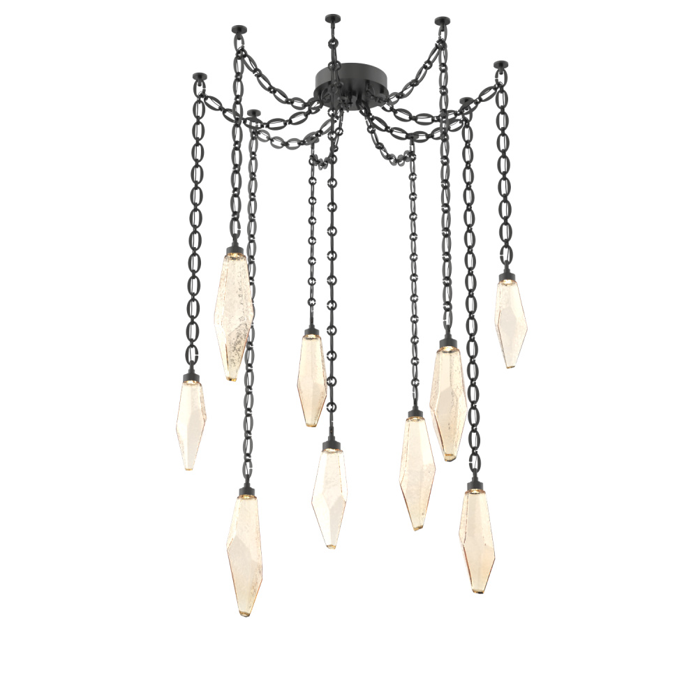 Rock Crystal Multi Light Pendant Multi Port Canopy Matte Black