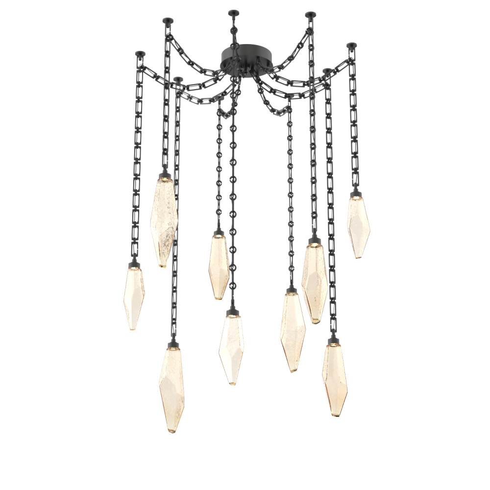 Rock Crystal Multi Light Pendant Multi Port Canopy Matte Black