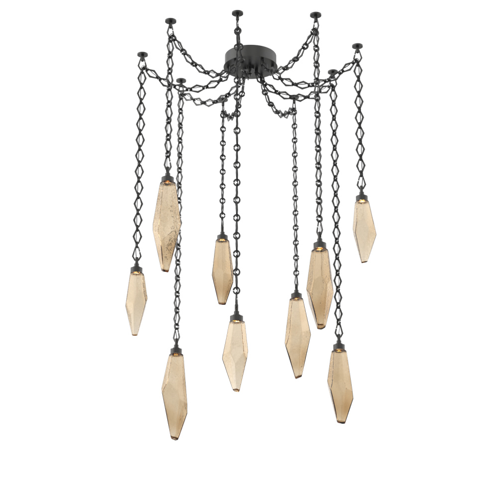 Rock Crystal Multi Light Pendant Multi Port Canopy Matte Black