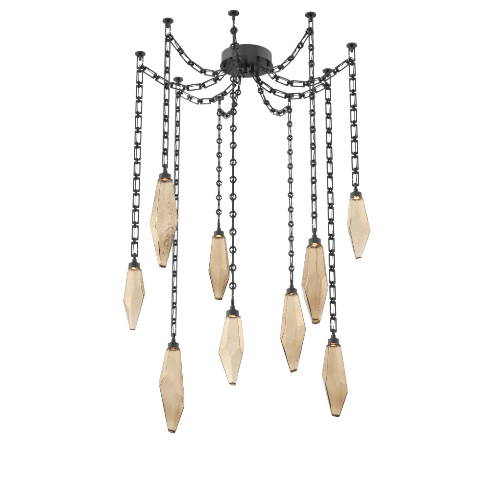 Rock Crystal Multi Light Pendant Multi Port Canopy Matte Black