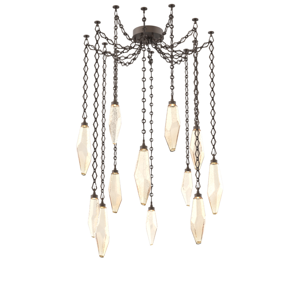Rock Crystal Multi Light Pendant Multi Port Canopy Flat Bronze