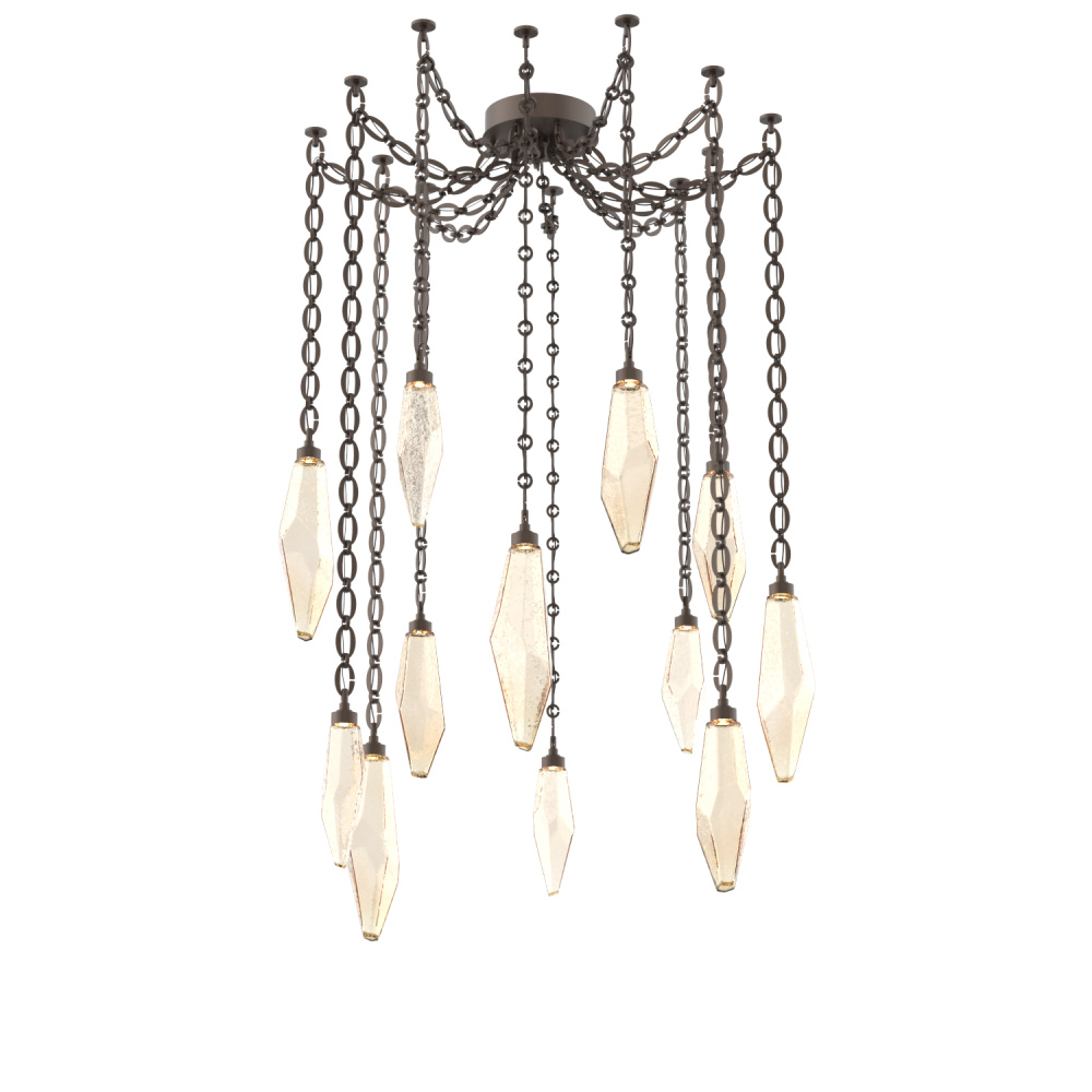 Rock Crystal Multi Light Pendant Multi Port Canopy Flat Bronze