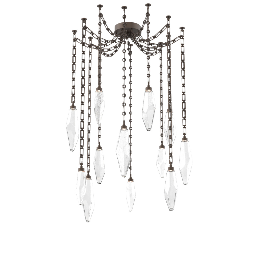 Rock Crystal Multi Light Pendant Multi Port Canopy Flat Bronze