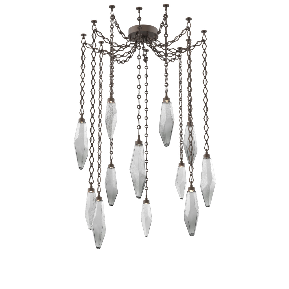 Rock Crystal Multi Light Pendant Multi Port Canopy Flat Bronze