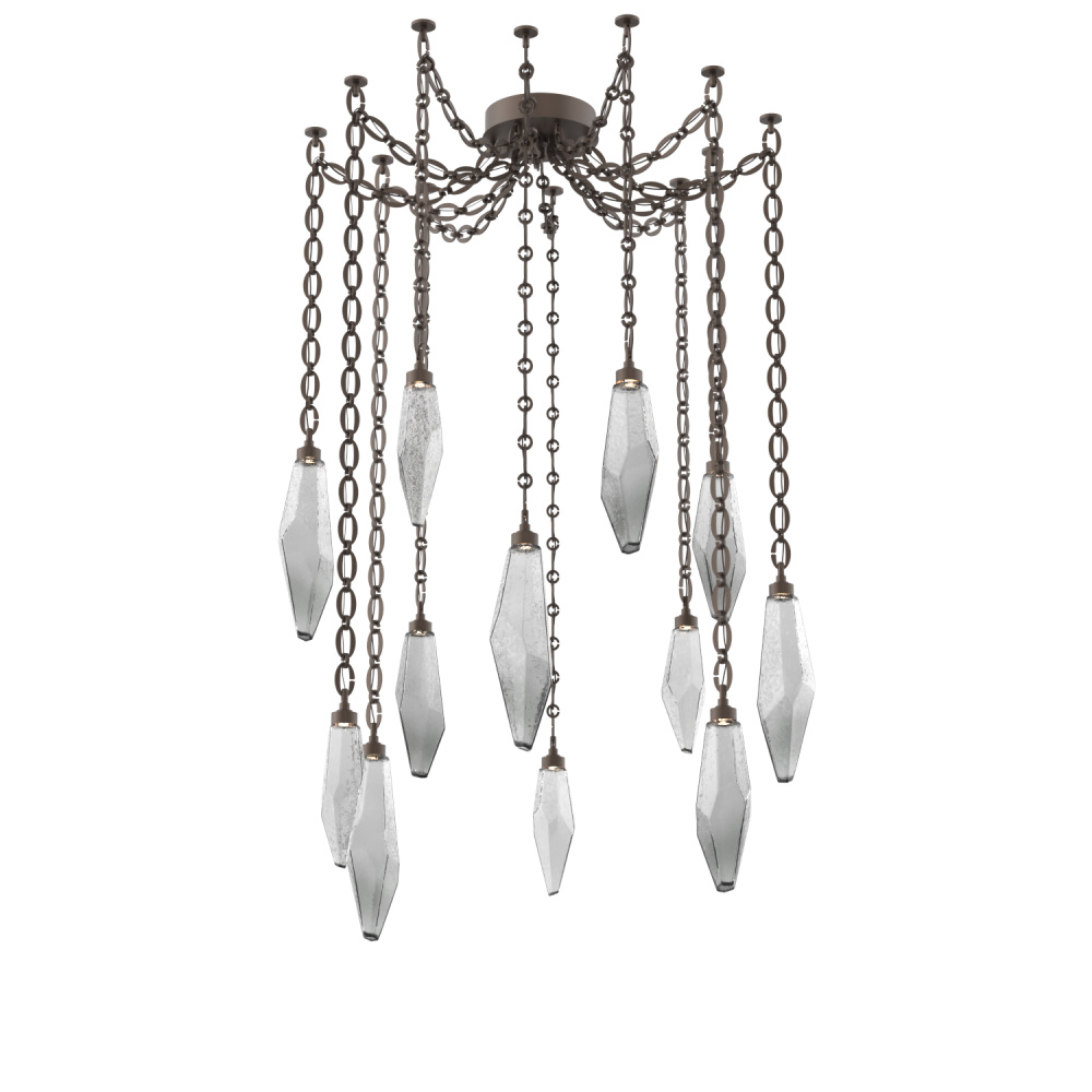 Rock Crystal Multi Light Pendant Multi Port Canopy Flat Bronze