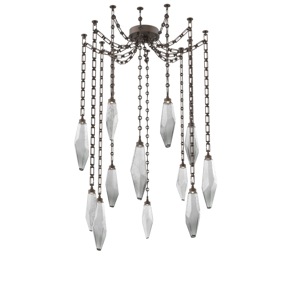 Rock Crystal Multi Light Pendant Multi Port Canopy Flat Bronze