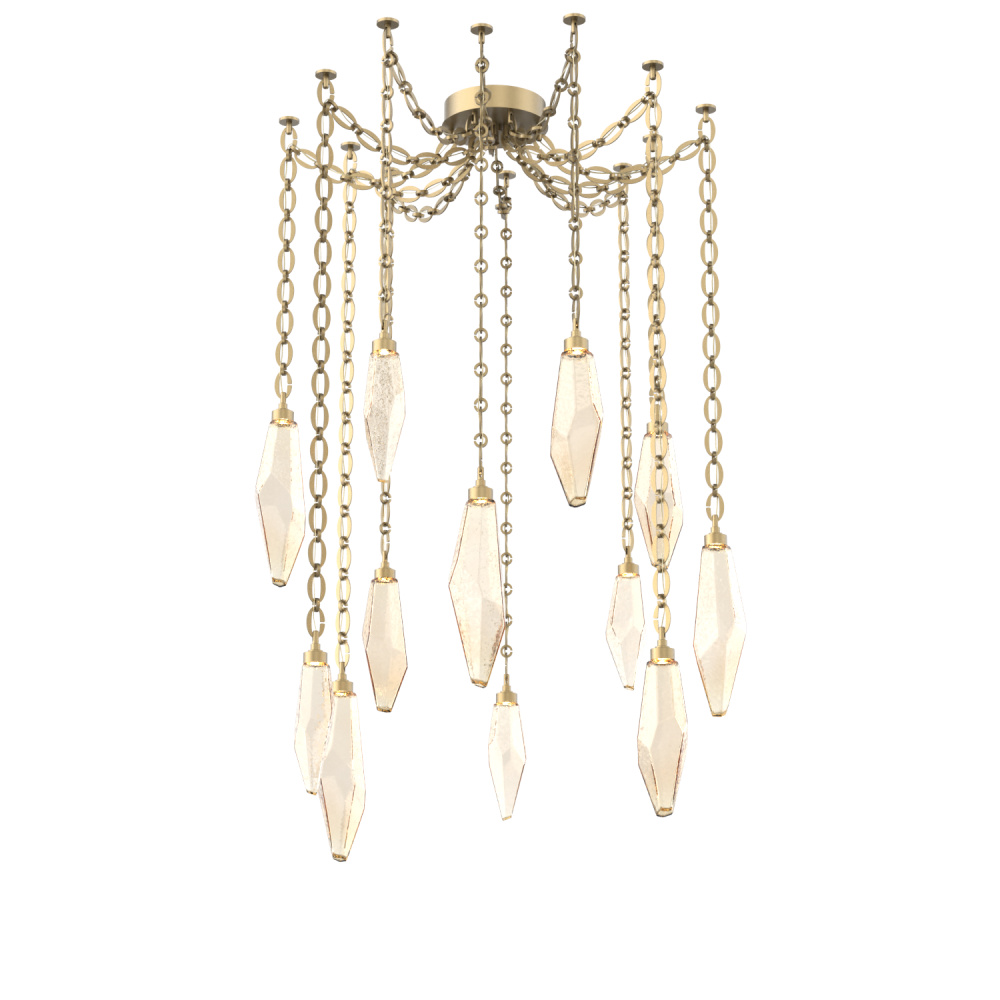 Rock Crystal Multi Light Pendant Multi Port Canopy Gilded Brass
