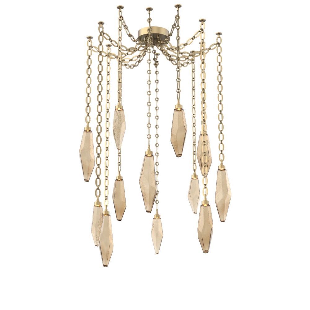 Rock Crystal Multi Light Pendant Multi Port Canopy Gilded Brass