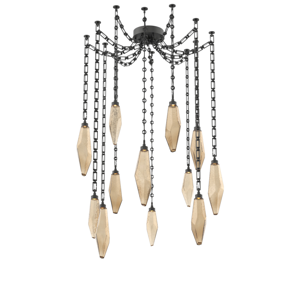 Rock Crystal Multi Light Pendant Multi Port Canopy Matte Black