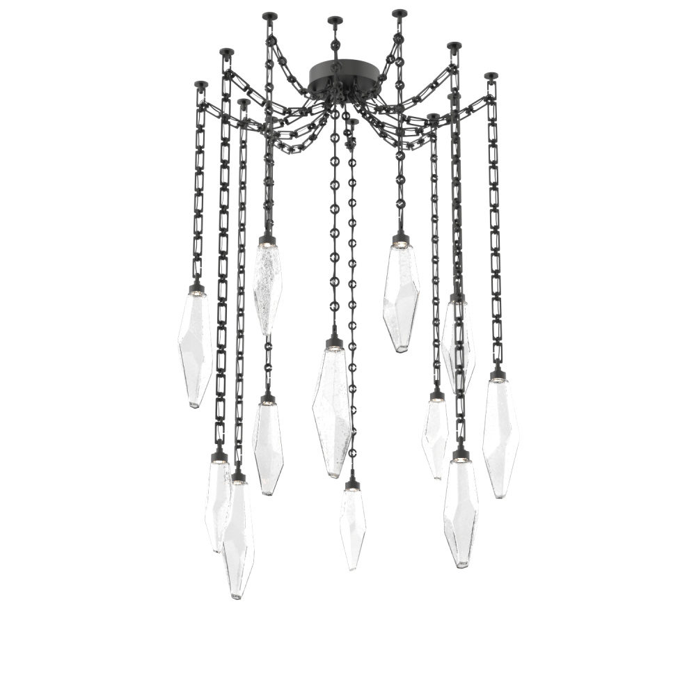 Rock Crystal Multi Light Pendant Multi Port Canopy Matte Black