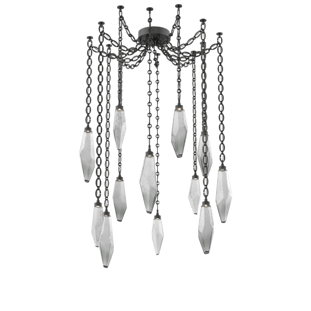 Rock Crystal Multi Light Pendant Multi Port Canopy Matte Black