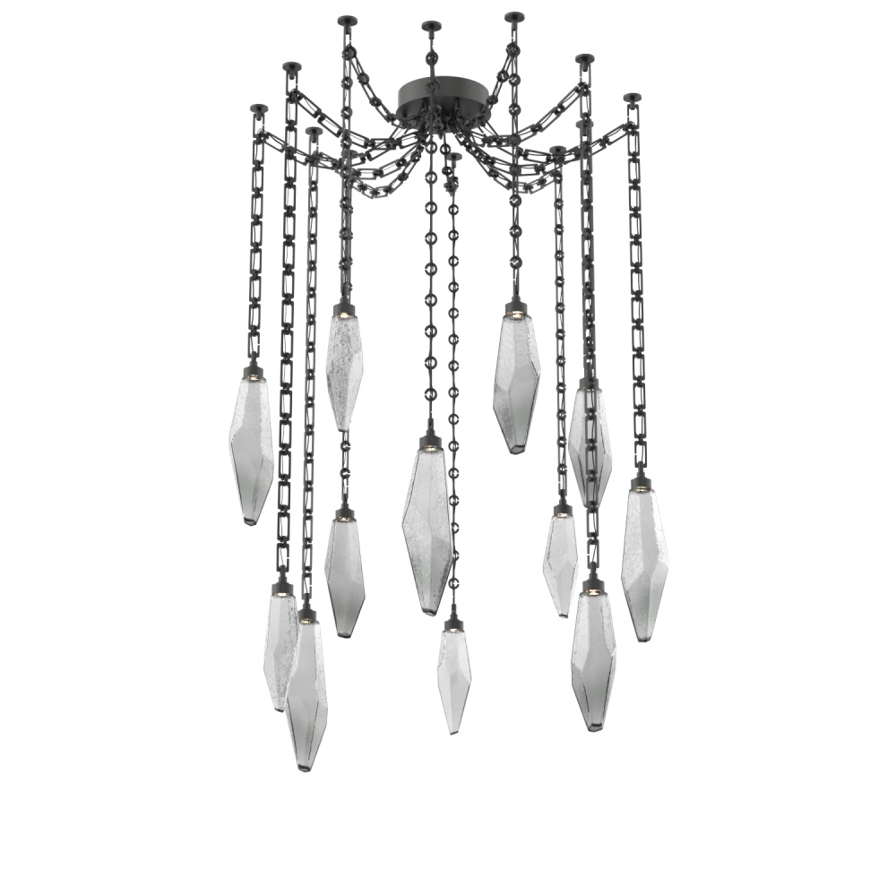 Rock Crystal Multi Light Pendant Multi Port Canopy Matte Black